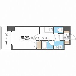 ラドゥセール九条 1Kの間取図画像