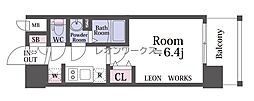 レオンコンフォート京橋 1Kの間取図画像