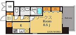 スプランディッド2 1Kの間取図画像