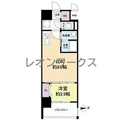 プライムアーバン南森町 1LDKの間取図画像