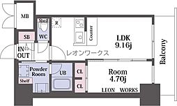 プレジオ恵美須 1LDKの間取図画像