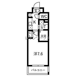 エグゼ難波南 1Kの間取図画像