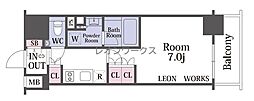 ザ・パークハビオ同心 1Kの間取図画像