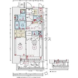 エステムコート新大阪17ベイス 1LDKの間取図画像