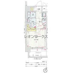 ジアコスモ江戸堀パークフロント 1Kの間取図画像
