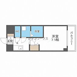 グランデュール大今里西 1Kの間取図画像