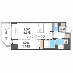 ララプレイス難波ガルテン 1LDKの間取図画像