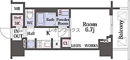 ジオエント新町 1Kの間取図画像