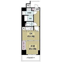 ドゥーエ玉造 1DKの間取図画像