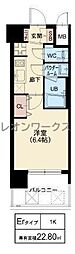 プレサン神崎川FINEBLESS 1Kの間取図画像