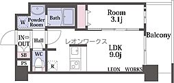 プレサンス京橋GREEN YARDアルミラ 1LDKの間取図画像