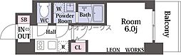 リヴェント難波ウエスト 1Kの間取図画像