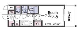 レオンコンフォート京橋 1Kの間取図画像