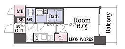 レオンコンフォート京橋イースト 1Kの間取図画像