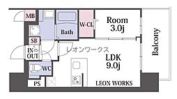 レオンコンフォート難波南2 1LDKの間取図画像