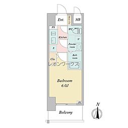エスリードレジデンス大阪本町 1Kの間取図画像
