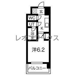 スプランディッド難波 1Kの間取図画像