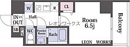 ArtizA瓦屋町II 1Kの間取図画像
