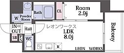 ArtizA瓦屋町II 1LDKの間取図画像