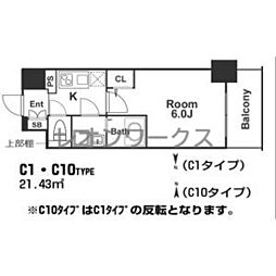 エスリード新福島 1Kの間取図画像