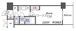 プレサンス堺筋本町センティス 1Kの間取図画像