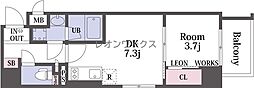 ESLEADRESIDENCE大阪天王寺 1DKの間取図画像