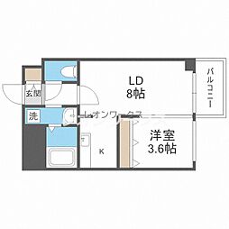 TheParkcross阿波座 1LDKの間取図画像