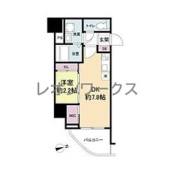 セレニテ難波プリエ 1DKの間取図画像