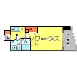 アフルエンス難波 1Kの間取図画像