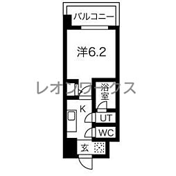 スプランディッド難波 1Kの間取図画像