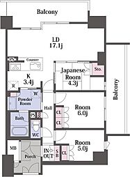 サンメゾン緑地公園アベニュー 3LDKの間取図画像