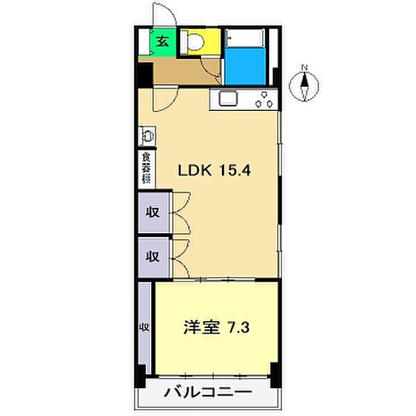 サワベマンション 403｜高知県高知市南万々(賃貸マンション1LDK・4階・44.88㎡)の写真 その2