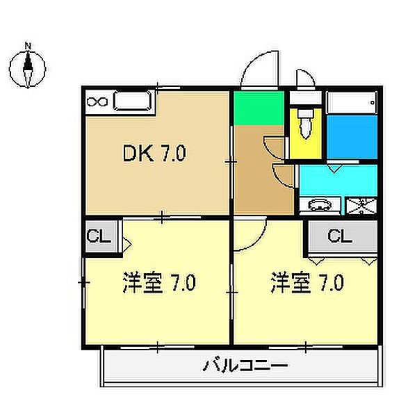 メゾン日ノ出町 202｜高知県高知市日の出町(賃貸マンション2DK・2階・46.00㎡)の写真 その2