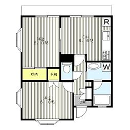 新横浜ガーデンヒル 2DKの間取図画像