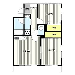 エスポワール横浜 2DKの間取図画像