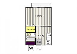 ステディオプラージュ 1Kの間取図画像