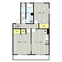 リーフレット 2DKの間取図画像