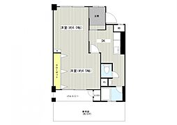 篠原コーポラスB棟 1DKの間取図画像