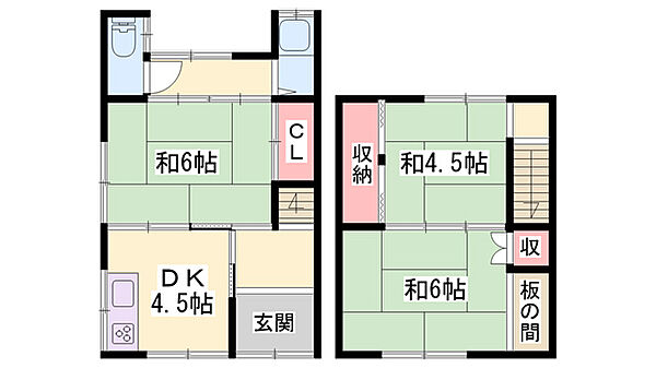 白国貸家 ｜兵庫県姫路市白国4丁目(賃貸一戸建3DK・1階・55.48㎡)の写真 その2