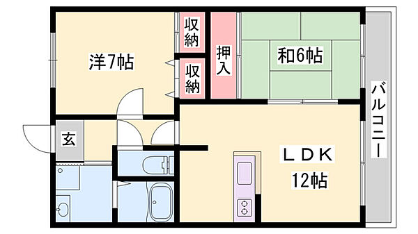 三英ハイツ ｜兵庫県たつの市龍野町富永(賃貸アパート2LDK・3階・57.78㎡)の写真 その2