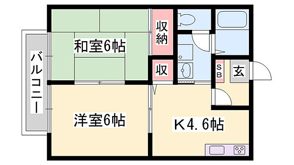 メゾン・リバーII ｜兵庫県姫路市飾磨区山崎台(賃貸アパート2K・2階・40.90㎡)の写真 その2