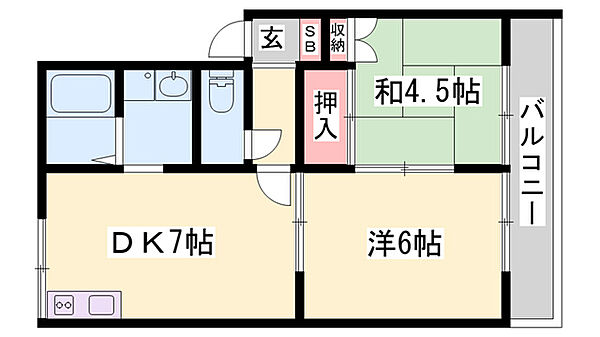 ハイツ西庄 ｜兵庫県姫路市西庄(賃貸アパート2DK・2階・41.40㎡)の写真 その2