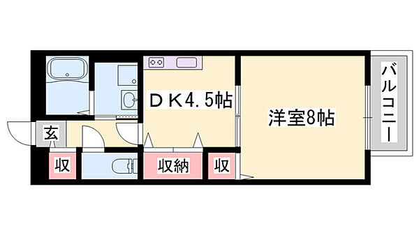 ハイツひまわり ｜兵庫県姫路市南条2丁目(賃貸アパート1DK・2階・34.00㎡)の写真 その2