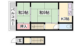 山中荘　2階北  ｜ 兵庫県姫路市亀山2丁目（賃貸アパート2K・2階・28.00㎡） その2