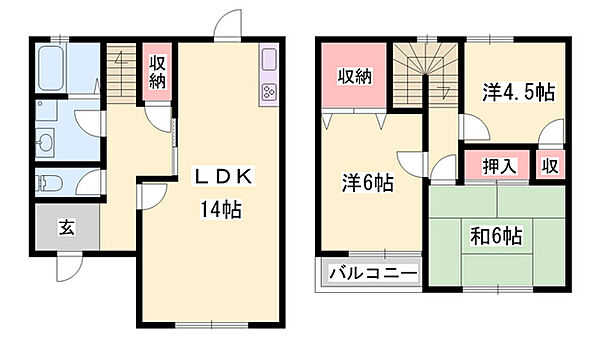 シャトー仏蘭西 ｜兵庫県姫路市御立東4丁目(賃貸テラスハウス3LDK・1階・76.18㎡)の写真 その2