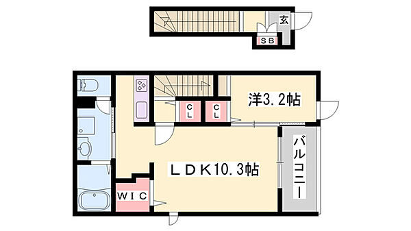 グリュック八代 ｜兵庫県姫路市八代本町1丁目(賃貸アパート1LDK・2階・37.63㎡)の写真 その2