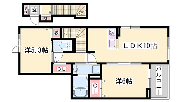 フェリア垣内 ｜兵庫県姫路市網干区垣内本町(賃貸アパート2LDK・2階・54.61㎡)の写真 その2