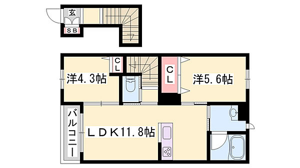 フェリシア小坂 ｜兵庫県西脇市小坂町(賃貸アパート2LDK・2階・52.12㎡)の写真 その2