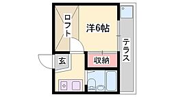 ミストラル神屋町West 1Kの間取図画像