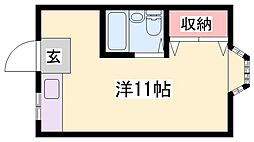 書写マンションB棟 ワンルームの間取図画像